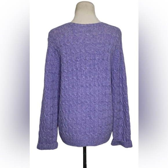 Appleseed's purple wool cable knit buttoned cardigan sweater size PL - Picture 2 of 4